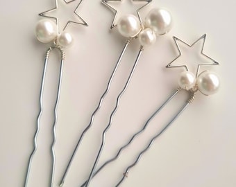 Wedding hair pins,Set of Pearl Wedding hair pin Pearl Bridal hair pin Pearl hair pin Pearl Wedding hair. Cluster of pearl hair pins.