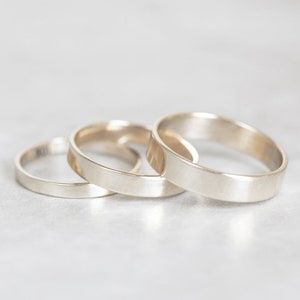 White Gold Band, 10K, 14K, 18K White Gold Band, 2mm, 3mm, 4mm, 5mm, 6mm White Gold Band, White Gold Flat Band You Choose Width & Thickness