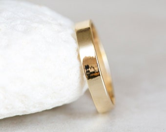 Gold 3mm Band, 3mm Gold Band in 10K Gold, 14K Gold or 18K Gold, 3mm Wedding Band, 3mm Gold Stacking Ring, 3mm Flat Yellow Gold Band