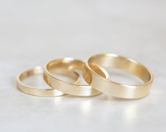 Yellow Gold Band, 10K, 14K, 18K Yellow Gold Band, 2mm, 3mm, 4mm, 5mm, 6mm Gold Band, Yellow Gold Flat Band You Choose Width & Thickness