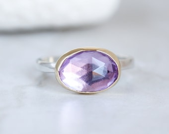 Amethyst Ring, Rose de France Amethyst Ring, 10K Gold & Silver Amethyst Ring, Pink, Lilac, Lavender AAA Amethyst, February Birthstone Ring