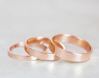 Rose Gold Band, 10K, 14K, 18K Rose Gold Band, 2mm, 3mm, 4mm, 5mm, 6mm Rose Gold Band, Rose Gold Flach Band Sie wählen Breite & Dicke