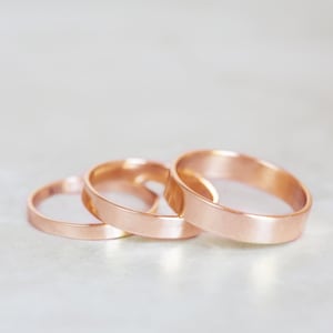 Rose Gold Band, 10K, 14K, 18K Rose Gold Band, 2mm, 3mm, 4mm, 5mm, 6mm Rose Gold Band, Rose Gold Flat Band You Choose Width & Thickness