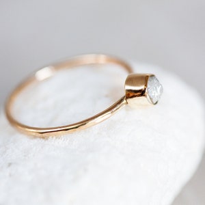 Raw Diamond Ring, White Raw Diamond Ring, Rough Diamond Ring, Uncut Diamond Ring, 10K 14K Gold Diamond Ring, Natural Diamond Engagement Ring image 4