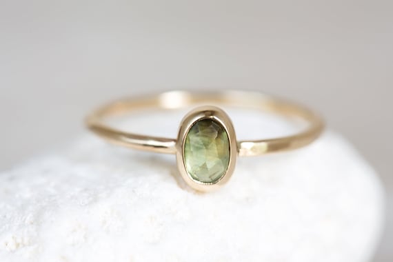 Sapphire Ring, Green, Yellow, Blue, Pink Sapphire Ring, 10K, 14K Gold Sapphire Ring, Natural Sapphire Ring, Rose Cut Sapphire Stacking Ring