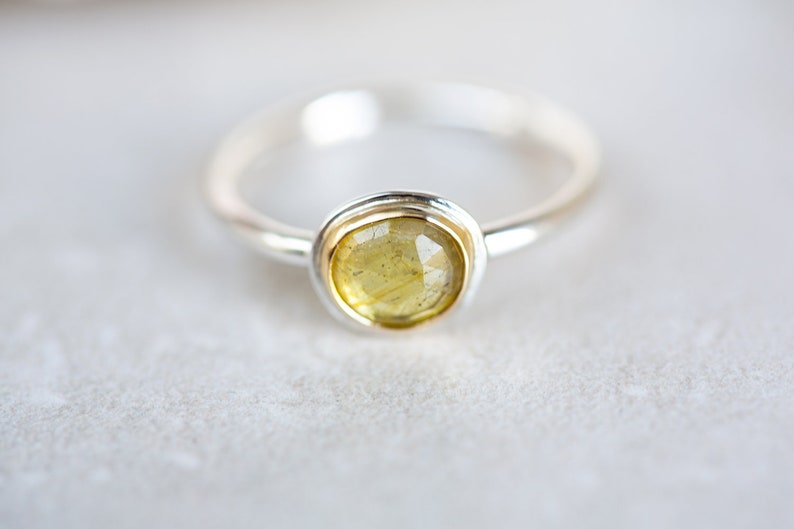 Size 6 and Made to Your Size Sapphire Ring Natural Sapphire Ring Sapphire Ring Yellow Sapphire 18K Gold /& Silver Ring Rose Cut Sapphire
