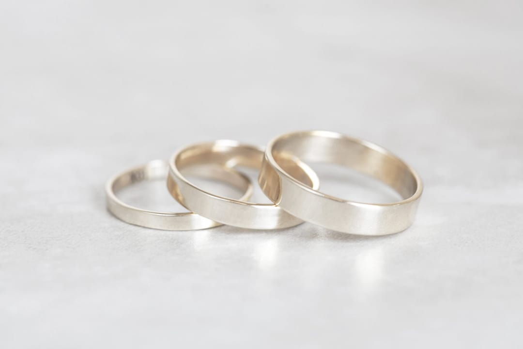 White Gold Band, 10K, 14K, 18K White Gold Band, 2mm, 3mm