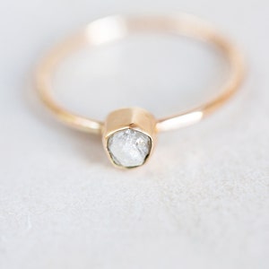 Raw Diamond Ring, White Raw Diamond Ring, Rough Diamond Ring, Uncut Diamond Ring, 10K 14K Gold Diamond Ring, Natural Diamond Engagement Ring image 6