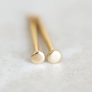 14K Round Studs, 14K Gold Flat Disc Studs, Smooth & Hammered Studs, 2mm Dot Studs, 3mm Round Studs, 4mm Gold Studs, 5mm 14K Studs, 6mm Studs