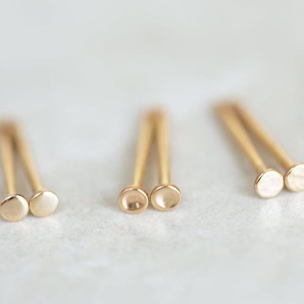 14K 2mm Dot Studs, Tiny Dot Stud Earrings, 2mm Circle Studs, 14K Solid Gold 2mm Stud Earrings, Tiny Stud Earrings, Very Small 14K Gold Studs