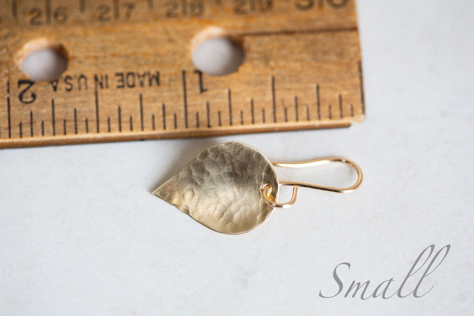 Hammered Leaf Hoop Pale Gold