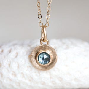 Montana Sapphire Pendant, 14K Solid Gold Sapphire Pendant, Blue Sapphire Necklace, Rose Cut Montana Sapphire Pendant, Gold Sapphire Necklace