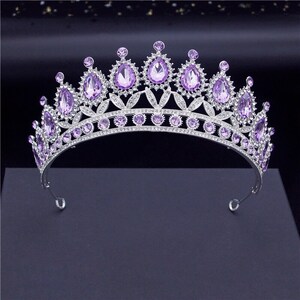 Purple Baroque Crystal Bridal Tiara Quinceanera Crown - Etsy