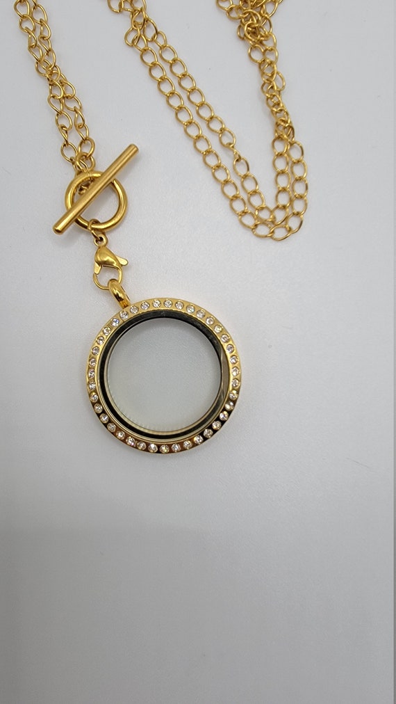 Gold Floating Charm Locket Necklace Birthstones Necklace Mothers