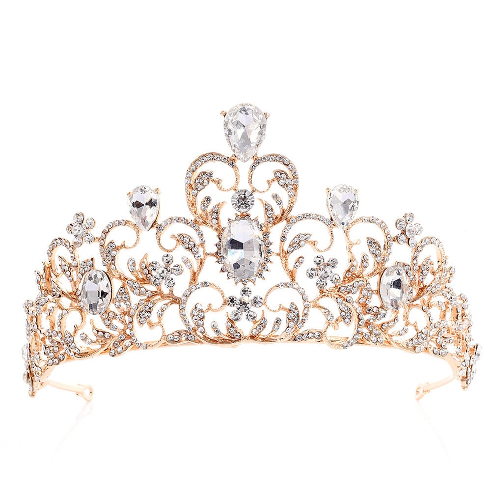 Gold Baroque Crystal Bridal Tiara Quinceanera Crown Gold - Etsy