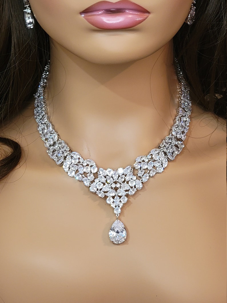 Silver Swarovski Crystal Bridal Jewelry Set Silver Wedding Etsy