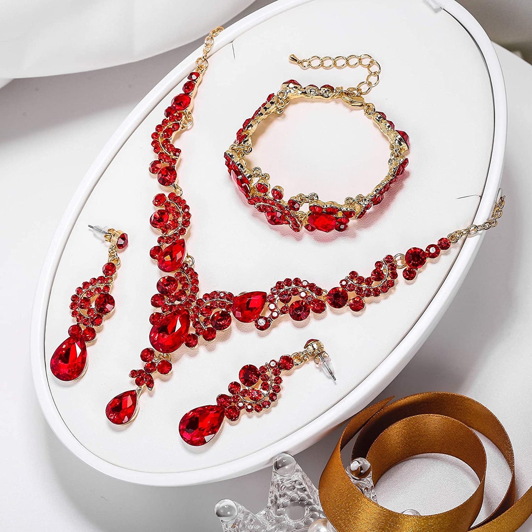 Italian Red Coral Gemstone Jewelry Set – Handmade Necklace & Earrings, Silver Plated, 18 Inch – India