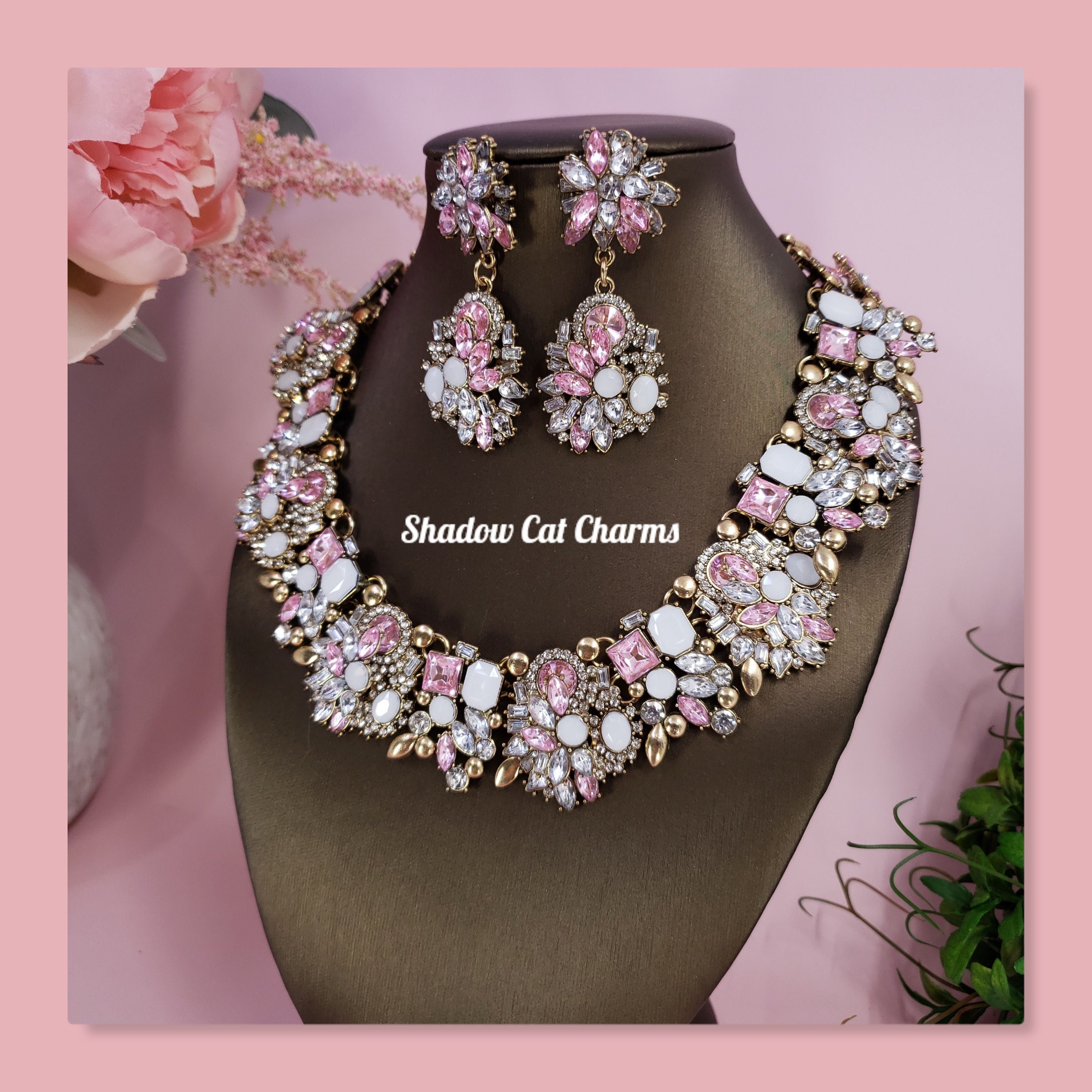 PROMO SET] Diana Pink Diamond Necklace Earrings Set - ROSCE Jewelers