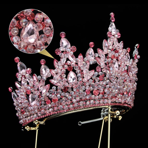 Royal TALL Quinceanera Crown Pink Bridal Tiara Wedding - Etsy