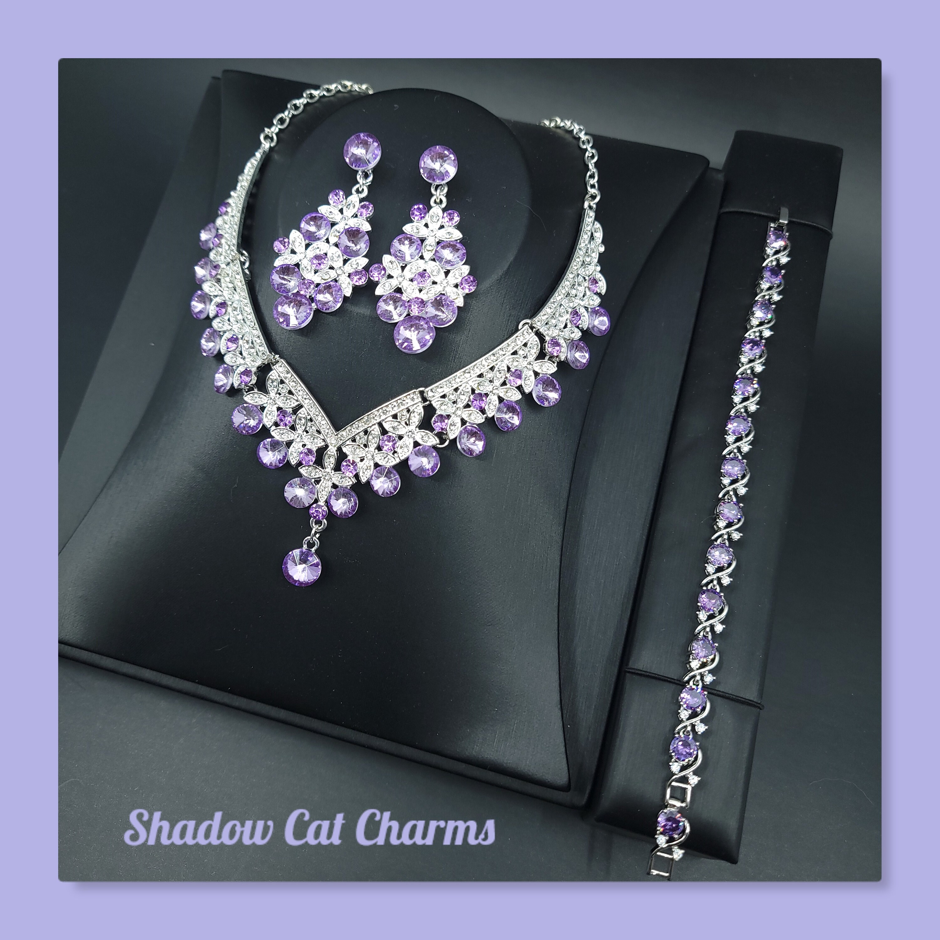 Lavender necklace and earring set deals