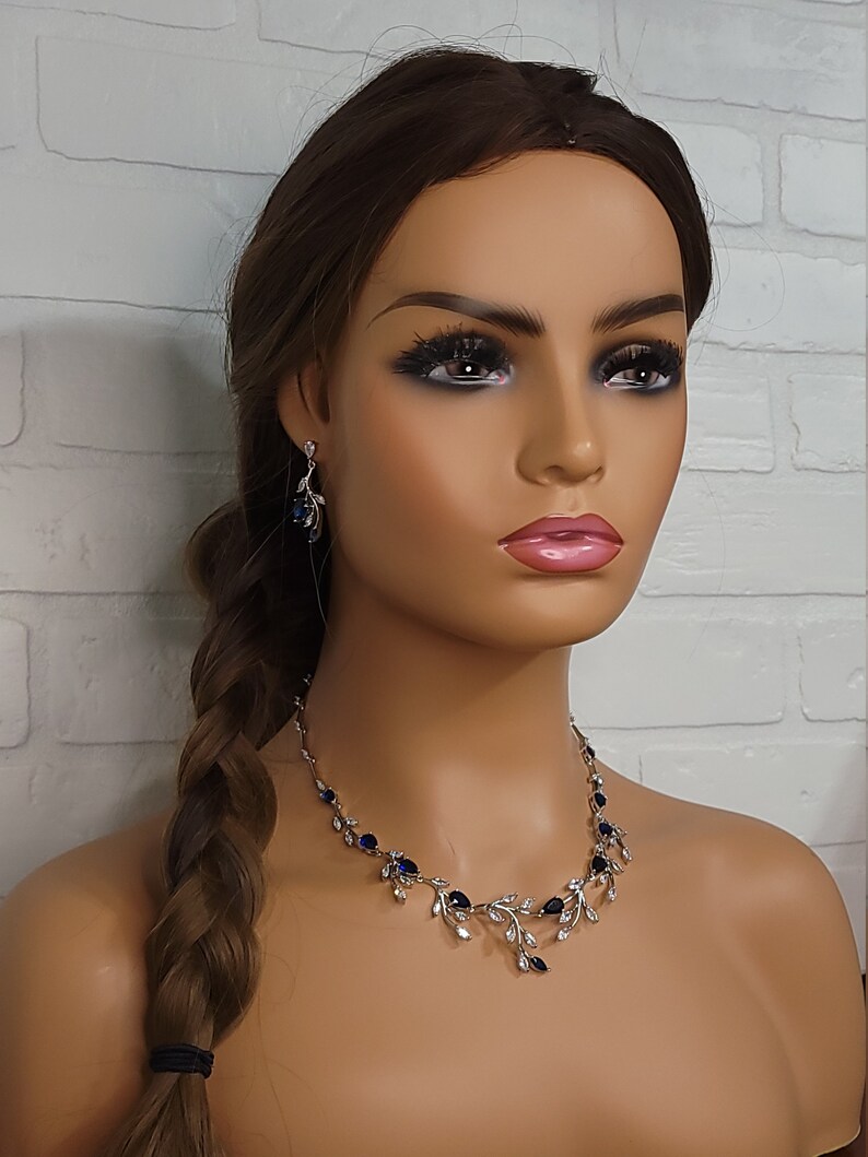 Sapphire Blue Jewelry Set Vine Necklace and Earrings BLUE Etsy