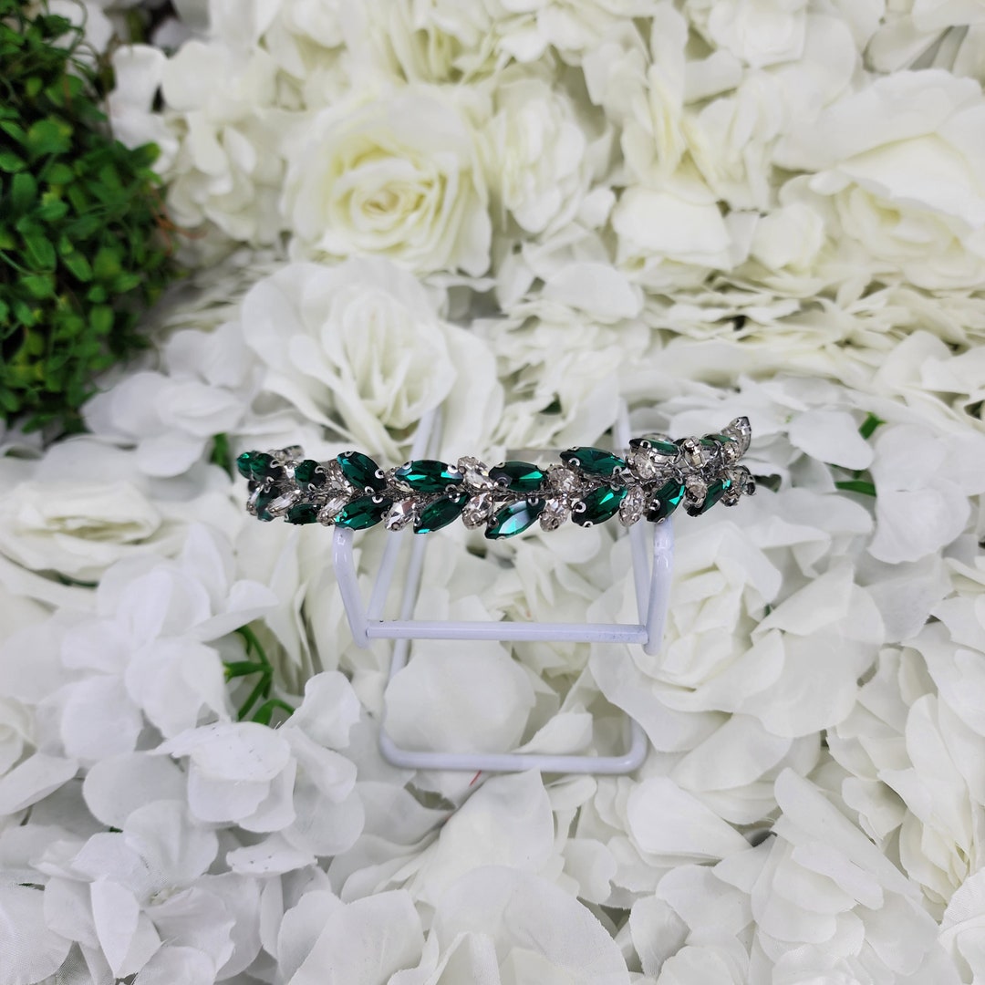 Luxury Double Row Green Crystal Headband