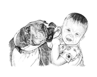 Custom Pet Pen & Ink Drawing