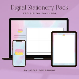 Kawaii Cake Blue Pink Watercolor Digital Planner Notes Notebook Stickers PNG PDF *DOWNLOAD* Printable