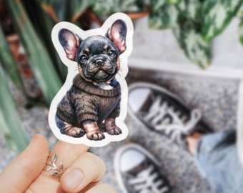 Sticker Franse bulldog schattige franse hond moeder cadeau vinyl sticker voor laptop bidon