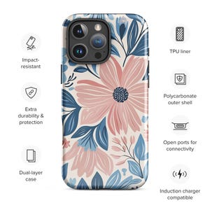 Subtle Trans Floral Design iPhone Case Minimalist LGBTQ Pride Protective Cover Tough Shockproof Queer Phone Accessory Gift for All Models