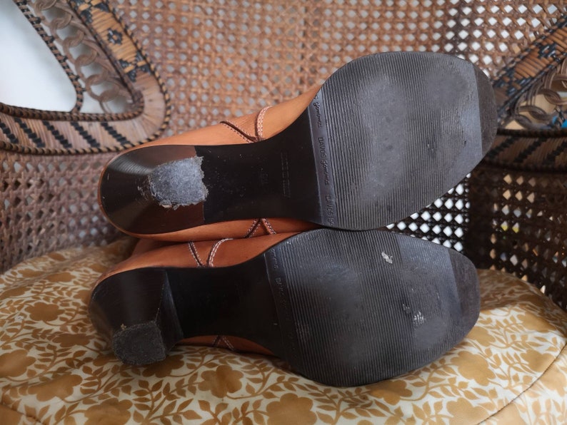 Vintage 1970/'s tan leather western style boots