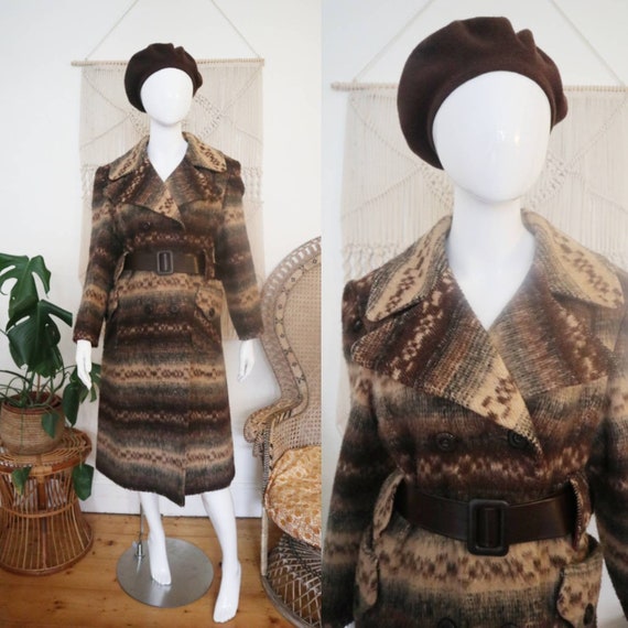Vintage 1970's belted knitted coat