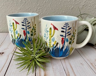 Pair of Vintage Hallmark Desert Birds Southwest Mugs // Geninne's Art Mugs