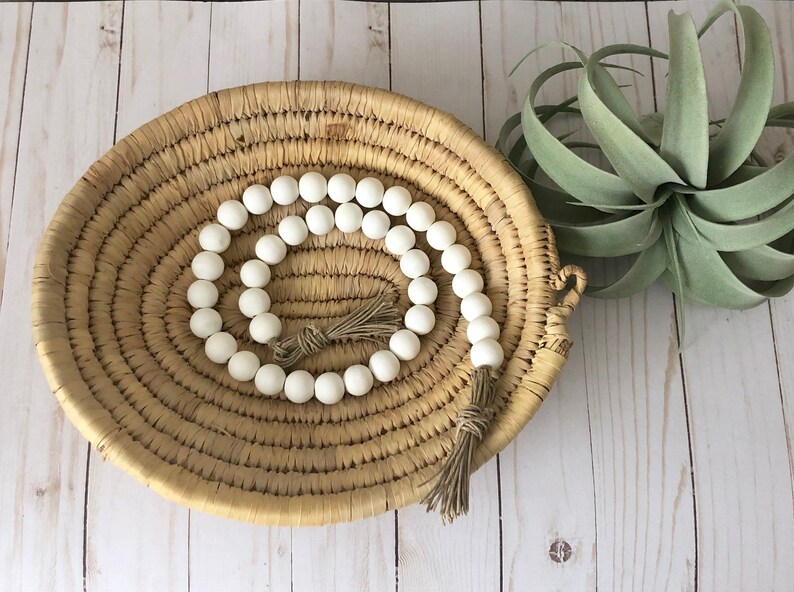 PISMO BEACH // Wooden Bead Garland // Tassel Garland // Boho Etsy
