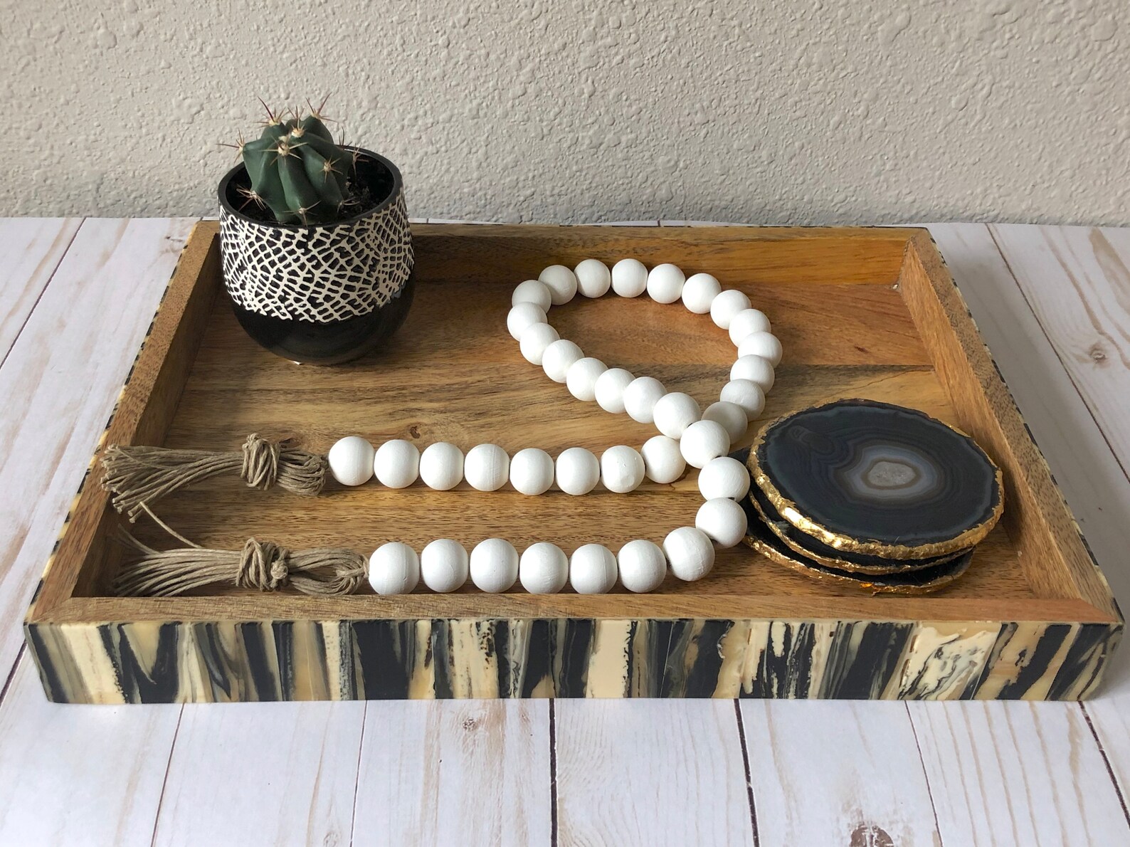 PISMO BEACH // Wooden Bead Garland // Tassel Garland // Boho Etsy