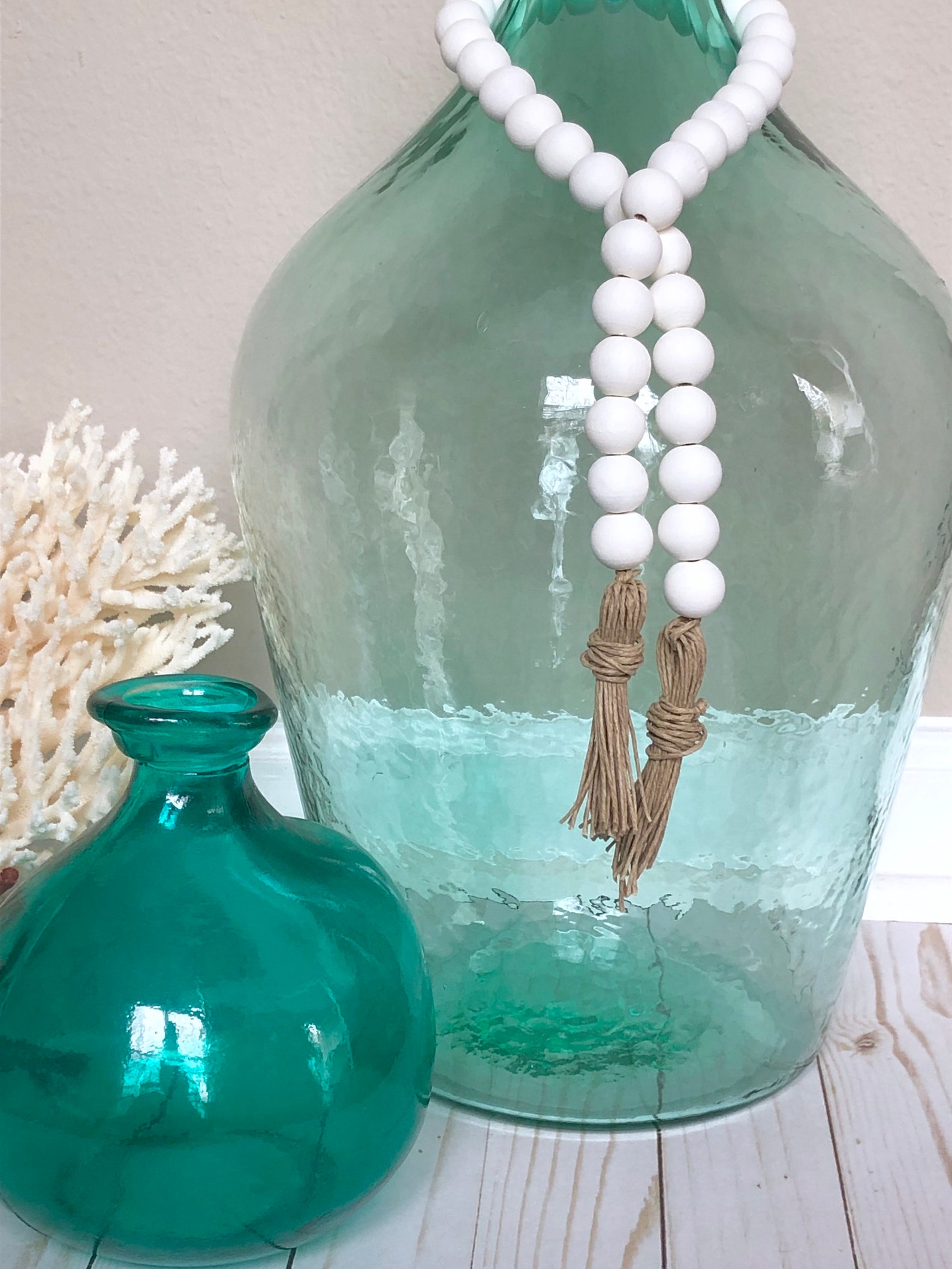 PISMO BEACH // Wooden Bead Garland // Tassel Garland // Boho Etsy