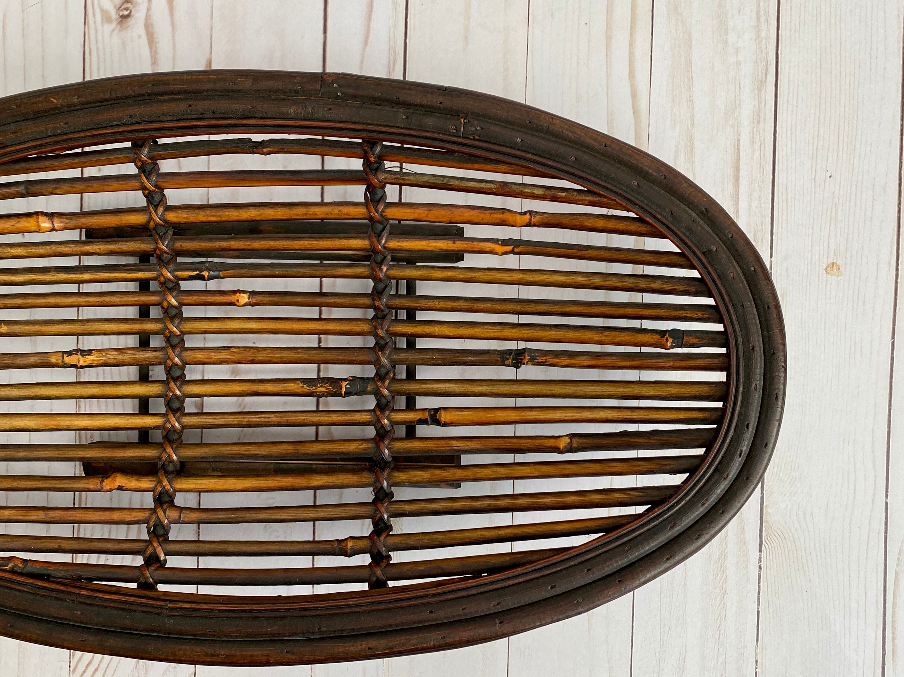Bamboo Tabletop Basket // Decorative Boho Bamboo Basket Etsy