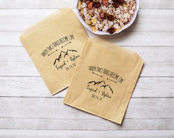 Wedding Trail Mix Favor Bags, Engagement Party, Reception Midnight Snack, Granola Sacks - Personalized - Grease Resistant