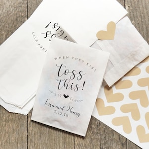 Wedding Sendoff, Confetti Toss Bag, Lavender Throw, Rice or Birdseed Bag - Personalized - With Kraft Paper Heart Stickers