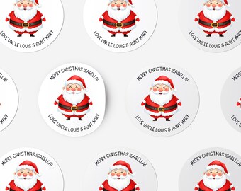 Santa Merry Christmas Stickers, Gift Labels, Personalized - Large 2 3/8 Inches