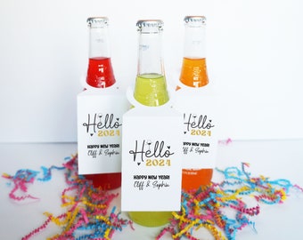 New Years Eve Party Tags, Hello 2024 Champagne or Wine Bottle Labels, Soda Bottle Tags, Beer Bottle Tags - Personalized, Customized