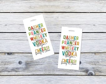 Christmas Gift Tags, Alcohol Tags, Reindeer Names, Christmas Soda Bottle Tags, Gift Bag Labels  - Personalized