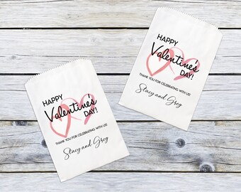 Valentine's Day Party Bags, Cookie Sacks, Treat Bags, Donut Favors, Gift Bags - Personalized - Lined, Grease Resistant