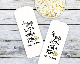 New Year's Eve Party Favors, Popcorn Bags, NYE, 2023 Celebration - Personalized, Customized - Grease Resistant