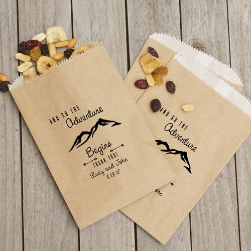 Happy Trails Personalized Wedding Favor Bags Trail Mix Bar Etsy
