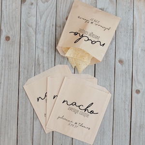 Nacho Bags, Rustic Wedding Sacks, Barn Wedding Favor, Engagement Party, I Do BBQ, Kraft Paper - Personalized - Grease Resistant