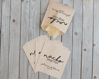 Nacho Bags, Rustic Wedding Sacks, Barn Wedding Favor, Engagement Party, I Do BBQ, Kraft Paper - Personalized - Grease Resistant