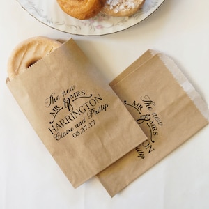 Wedding Donuts Bags, Doughnut Bags, Cider and Donuts, Kraft Paper Bakery Bags, Dessert Table - Personalized - Lined, Grease Resistant