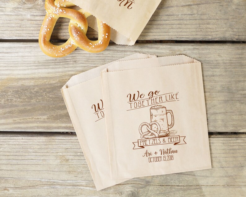 Beer and Pretzel Wedding Favor Bags Oktoberfest Engagement Etsy