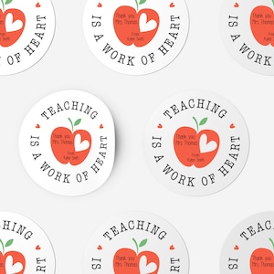 Stickers bedankt leraar, schattige appellabels, stickers schoolfeest, gepersonaliseerd - grote stickers van 2 3/8 inch